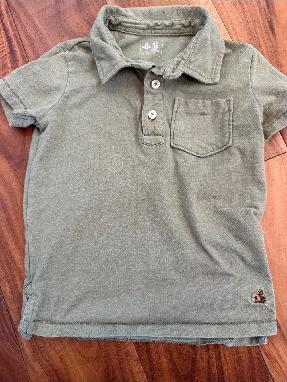 GAP Olive Polo Shirt with Chest Pocket - Picture 3 of 5